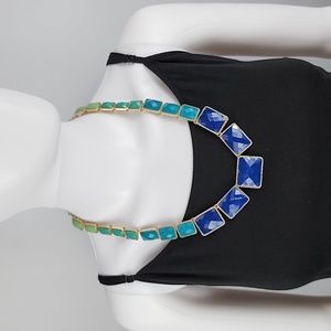 Four Shades of Blue!  Necklace 18", 4" Extender; Lobster Clasp